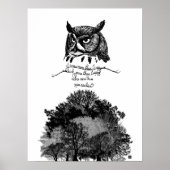 Introvert Empath Uil wijsheid geïllustreerd inkt c Poster (Voorkant)