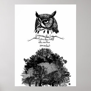 Introvert Empath Uil wijsheid geïllustreerd inkt c Poster