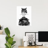 Introvert Empath Uil wijsheid geïllustreerde inkt  Poster (Thuiskantoor)
