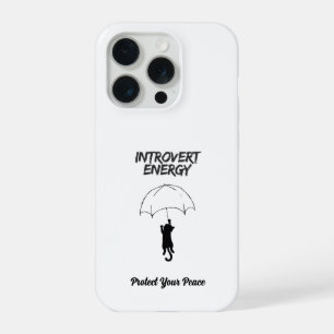 Introvert Energy – Bewerkbare Quote Cat iPhone Hoe 15 Pro Case