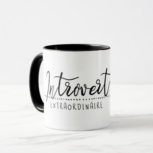 Introvert Extraordinaire Typografie Mok (Voorkant links)