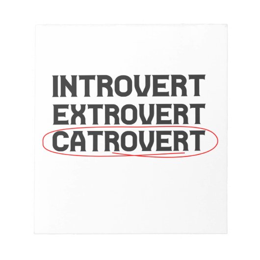Introvert Extrovert Catrovert Funny Notitieblok (Voorkant)
