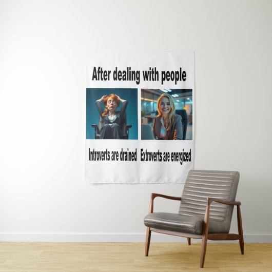 Introvert/Extrovert Quiz op een wandtapijt Wandkleed (In situ)