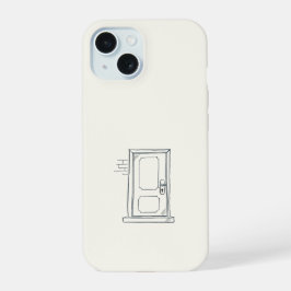 Introvert Gift Minimalist Closed Door Line Art iPhone 15 Case
