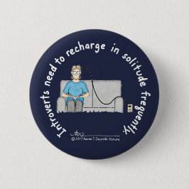 Introvert Grondbeginselen: Donkere blauwe Button o