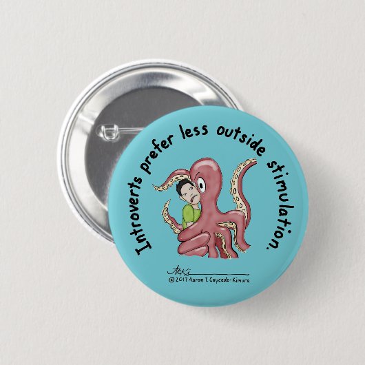 Introvert Grondbeginselen: Stimulering Blauwe Butt Ronde Button 5,7 Cm (Voorkant /achterkant)