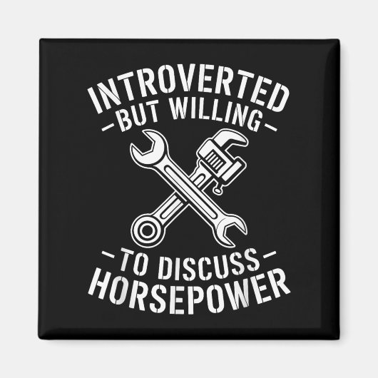 Introvert Horsepower Quote Mechanische Wrench Humo Magneet (Voorkant)