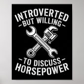 Introvert Horsepower Quote Mechanische Wrench Humo Poster (Voorkant)