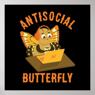 Introvert Humor esthetische antisociale vlinder Poster