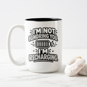 Introvert Humor Ik Negeer Je Niet Aan Het Opladen Tweekleurige Koffiemok