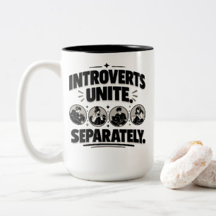 Introvert Humor Introverts Verenigen Afzonderlijk  Tweekleurige Koffiemok