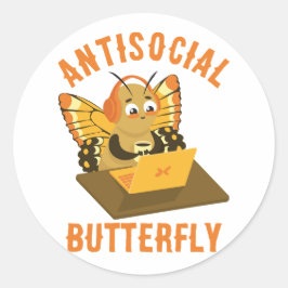 Introvert Humor Schattige Funny Antisocial Butterf Ronde Sticker
