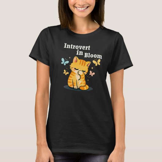 Introvert in Bloom Schattige Kat - Esthetische Int T-shirt (Voorkant)