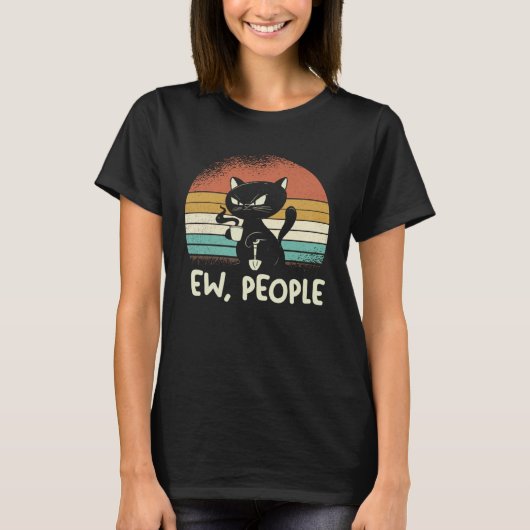 Introvert Kat Bah Mensen T-shirt (Voorkant)