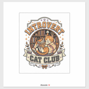 Introvert Kat Club Kat Introvert Anti Sociaal Vint Sticker