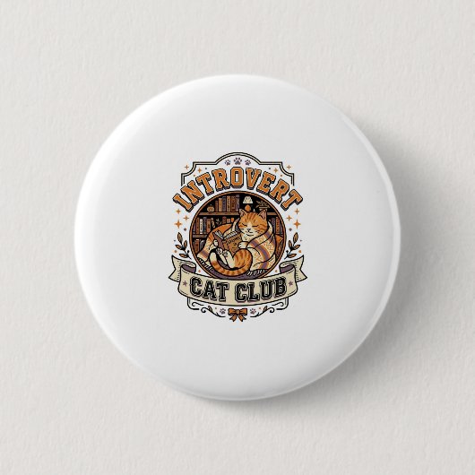 Introvert Kattenclub Kat Introvert Antisociale Vin Ronde Button 5,7 Cm (Voorkant)