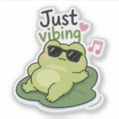 Introvert Kikker Meme Sticker – Gewoon Vibing Cute (Voorkant)