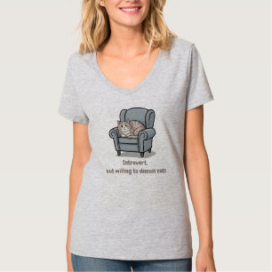 Introvert maar bereid om katten kunst te bespreken t-shirt