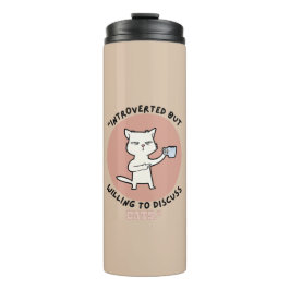 Introvert maar bereid om katten te bespreken - Fun Thermosbeker