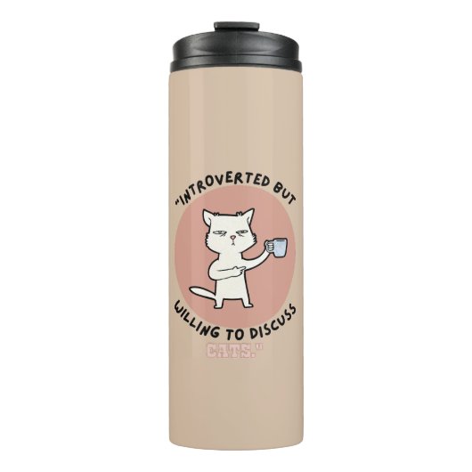 Introvert maar bereid om katten te bespreken - Fun Thermosbeker (Voorkant)