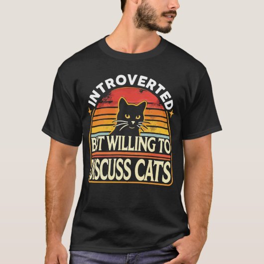 Introvert maar bereid om katten te bespreken - Gra T-shirt (Voorkant)