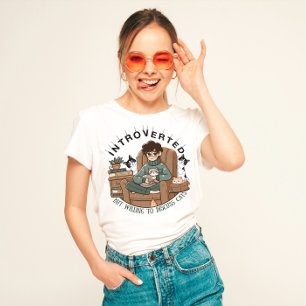 "Introvert maar bereid om katten te bespreken" Gra T-shirt