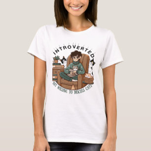 "Introvert maar bereid om katten te bespreken" Gra T-shirt