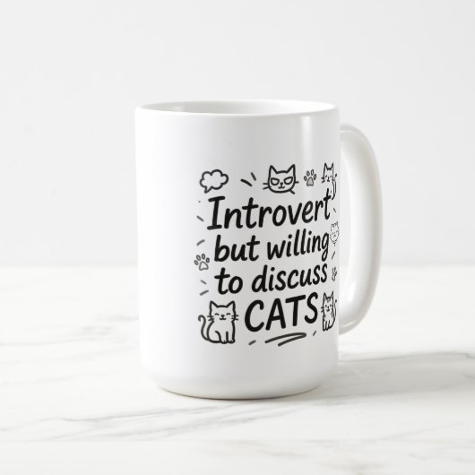 Introvert maar bereid om katten te bespreken koffiemok (Voorkant rechts)