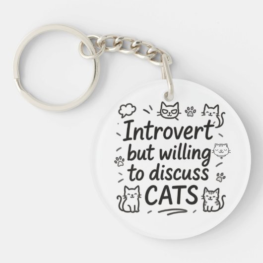Introvert maar bereid om katten te bespreken sleutelhanger (Voorkant)