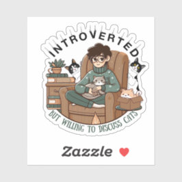 introvert maar bereid om katten te bespreken sticker