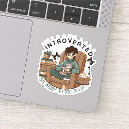 introvert maar bereid om katten te bespreken sticker