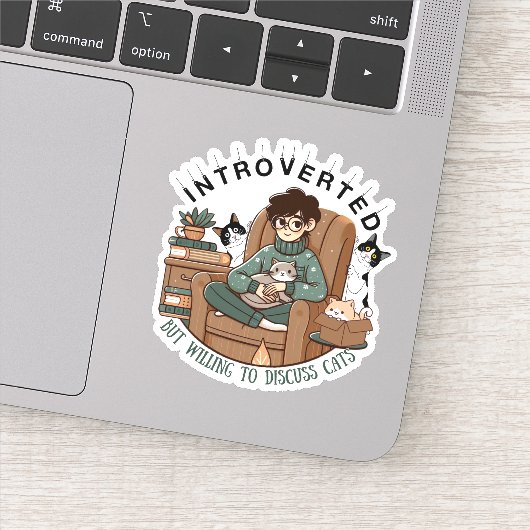 introvert maar bereid om katten te bespreken sticker (Detail)