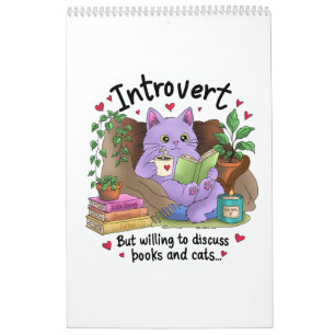 Introvert Maar Bereid om over Boeken en Katten te Kalender