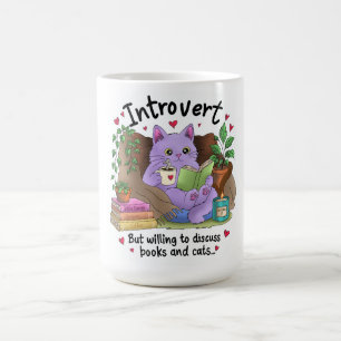 Introvert Maar Bereid om over Boeken en Katten te Koffiemok