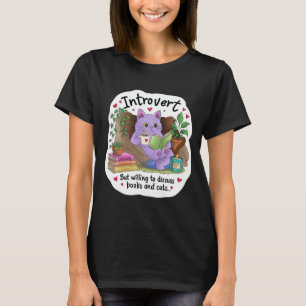 Introvert Maar Bereid Om Over Boeken en Katten te T-shirt