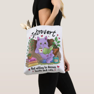 Introvert Maar Bereid om over Boeken en Katten te Tote Bag