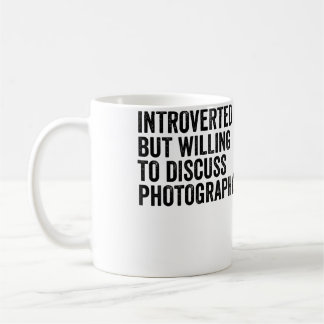 Introvert, maar bereid om over fotografie te prate koffiemok