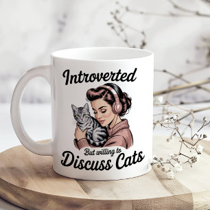 "Introvert, maar bereid om over katten te praten" Koffiemok