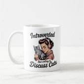 "Introvert, maar bereid om over katten te praten" Koffiemok (Links)