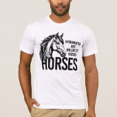 Introvert maar bereid om paarden grappig te bespre t-shirt (Voorkant)