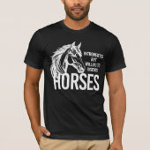 Introvert maar bereid om paarden grappig te bespre t-shirt (Voorkant)