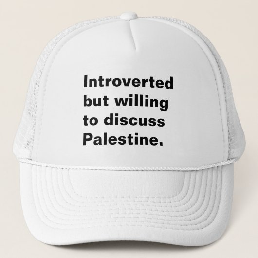 Introvert maar bereid om Palestijnse tekst te besp Trucker Pet (Voorkant)