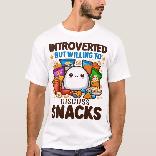 Introvert maar bereid om snacks te bespreken t-shirt (Voorkant)