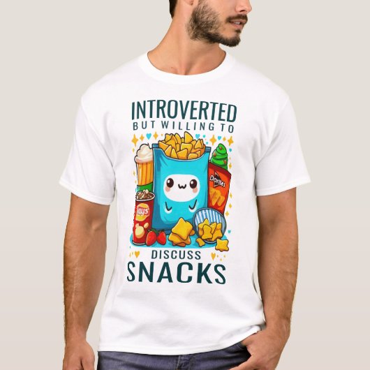 Introvert maar bereid om snacks te bespreken t-shirt (Voorkant)