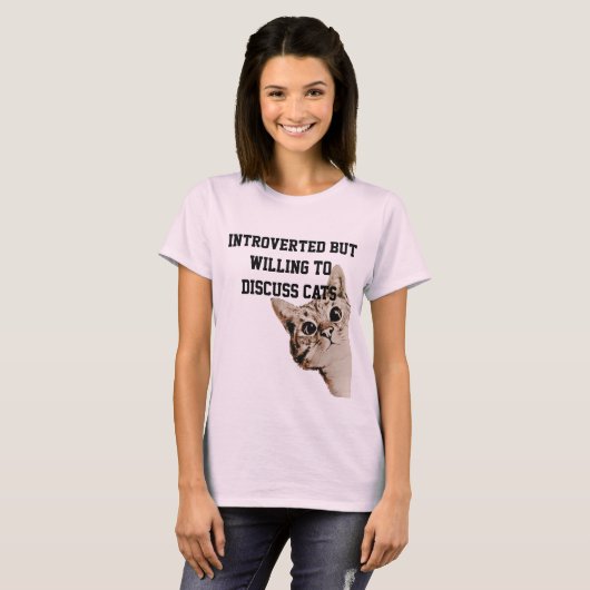 Introvert maar bereid om te discussiëren katten Pe T-shirt (Voorkant volledig)