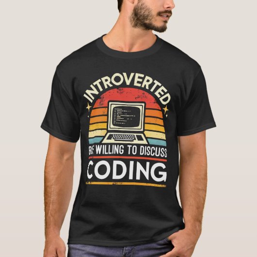 Introvert maar bereid om te praten over codering | t-shirt (Voorkant)