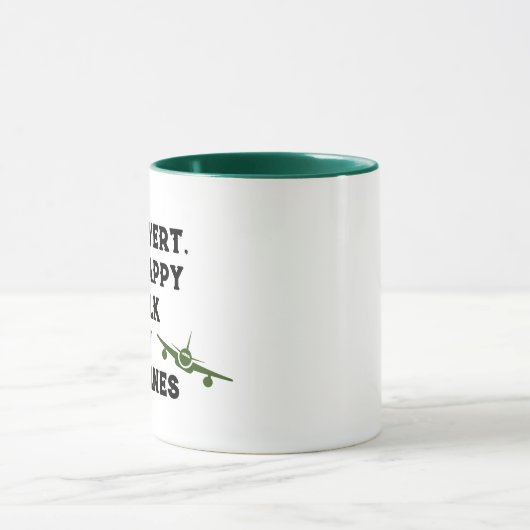 Introvert maar blij om te praten over vliegtuigen, mok (Midden)