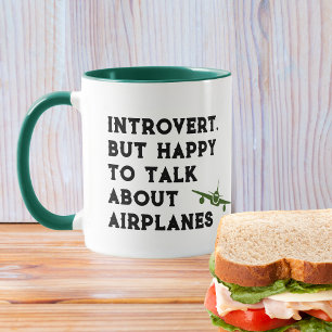 Introvert Maar Gelukkig Om Over Vliegtuigen Te Pra Mok