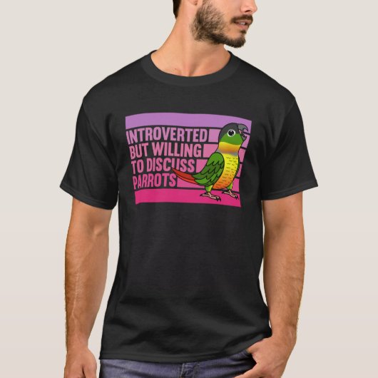 Introvert maar papegaaien Geel zijdig Groene Wang T-shirt (Voorkant)