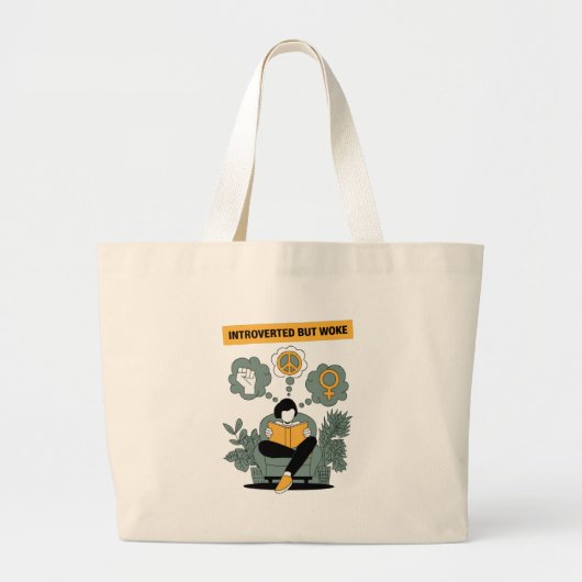 Introvert maar wakker: minimalistische activistisc grote tote bag (Voorkant)